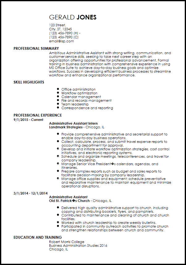 administrative assistant resume reddit