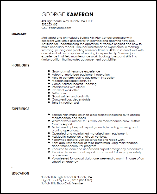 objective for resume for service technician