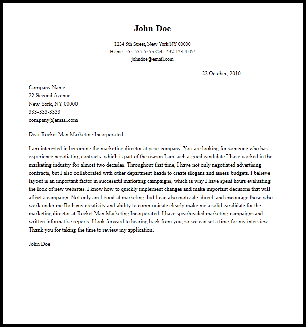 Marketing Cover Letter Sample from www.resume-now.com