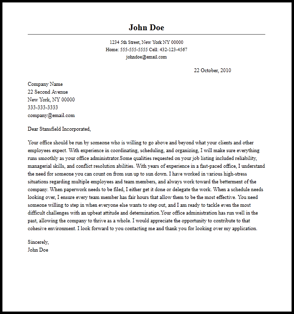 Admin Cover Letter Sample from www.resume-now.com